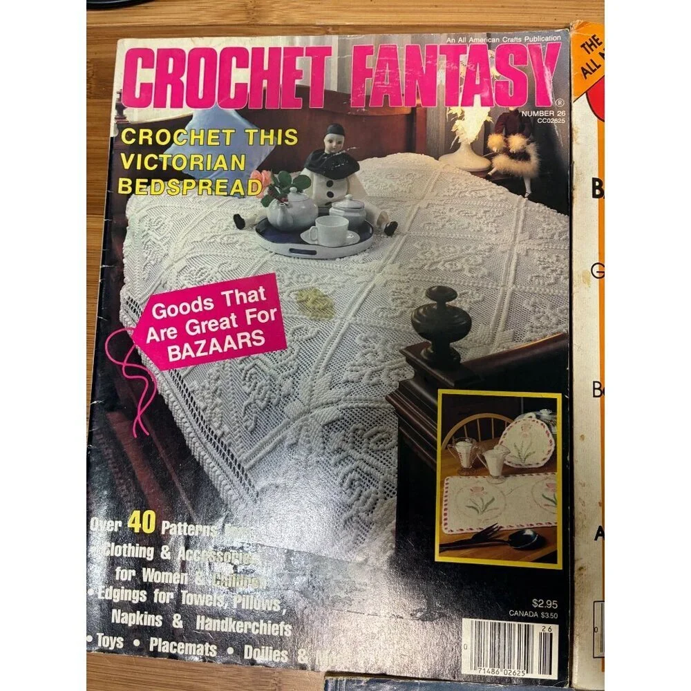 VTG Crochet Fantasy World Omnibook Magazine Bundle 3 Issues 1986 Crafts DIY 80s